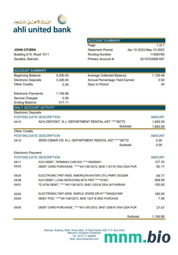 Bahamy Bank Centralny wyciągu bankowego Bahamów łatwe do wypełnienia szablonu .xls i .format pliku pdf